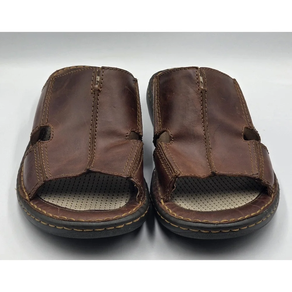Born Crown Robert Slide Sandals Mens 11M Brown Leather Comfort Slip On